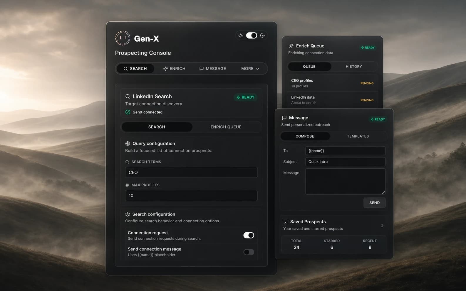 LinkedIn sales companion inside the Gen-X workspace