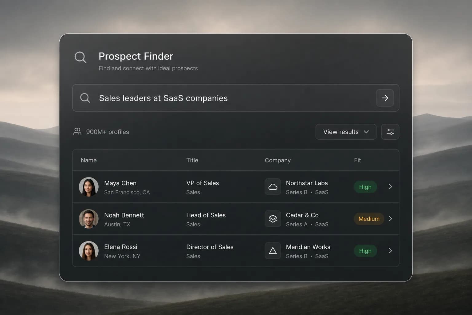 Gen-X Prospect Finder searching 900M+ professional profiles